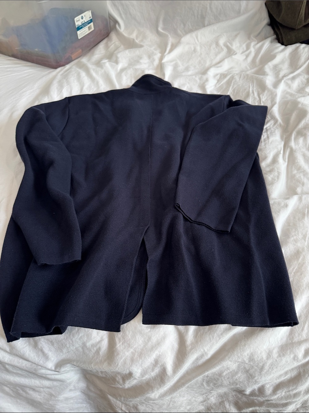 Sunspel Navy Button-Front Lightweight Sweater Jacket - Picture 3 of 3